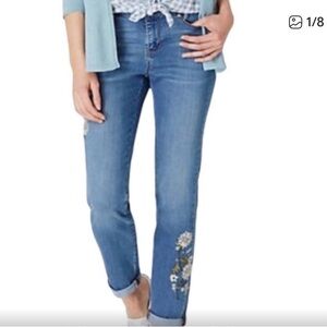 J. Jill Weekender Embroidered Blue Jeans